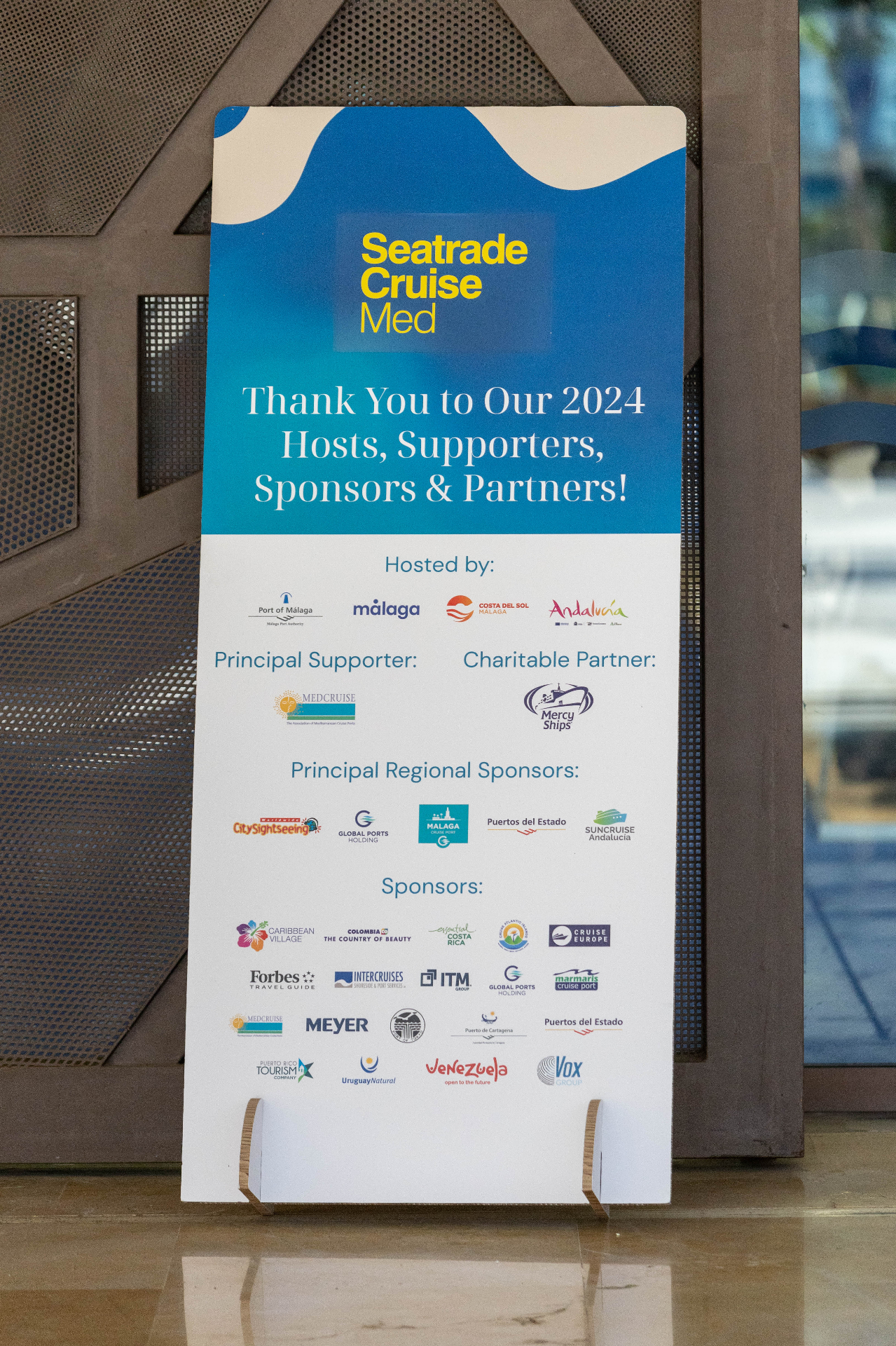 Seatrade Cruise Med thank-you-to-sponsors signage onsite
