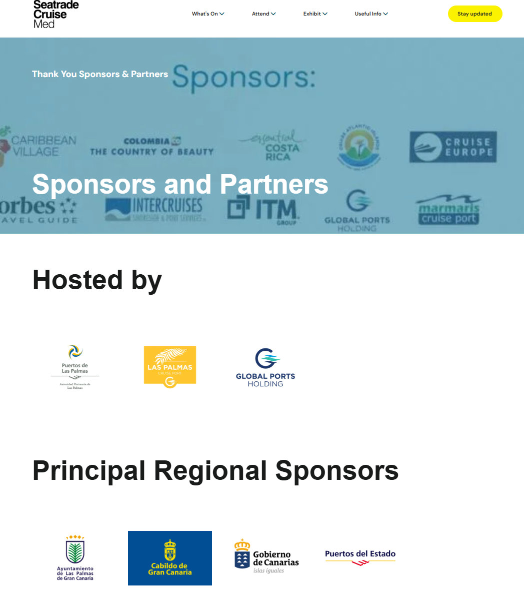 Sponsor page of the Seatrade Cruise Med event website